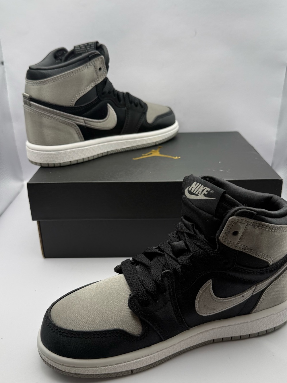 Jordan 1 Retro High OG (PS) Satin Shadow Size 1Y Black/Grey FD5304-010 size 13c